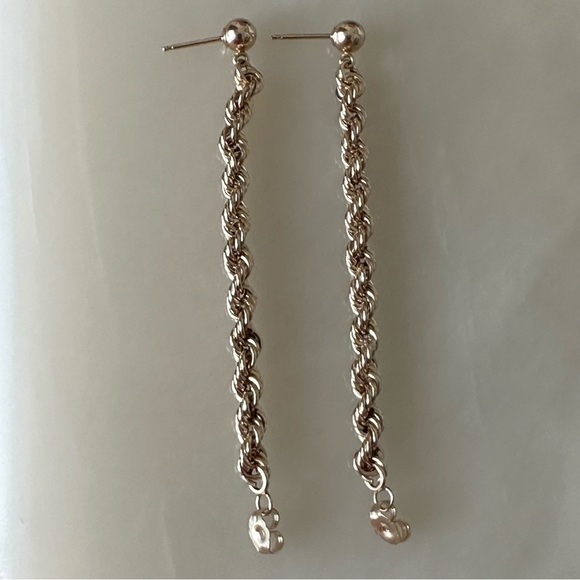 14k Solid Gold Rope Earrings - Picture 9 of 16